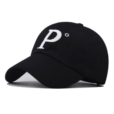 P Letters Cotton Embroidered Baseball Caps Men's Women's Outdoor Korean Hats