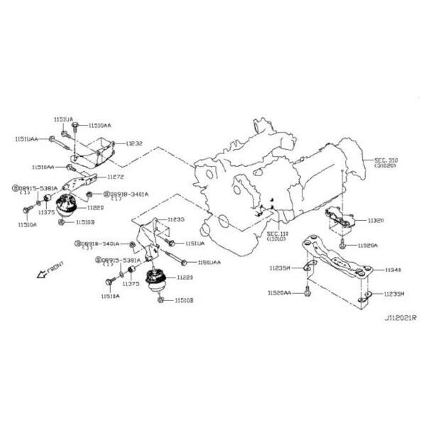 NISSAN Genuine INFINITI Q50 Q60 AWD Motor Mount V6 Motor Only 11220-4GA5A New - Image 2 of 4