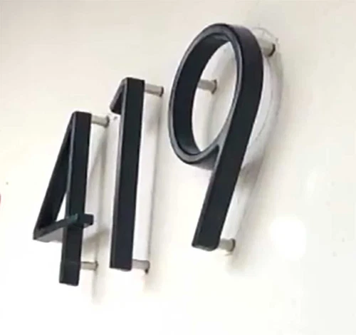 Black Address Numbers For House | 5 Inch  | Black Metal | Floating Or Flush