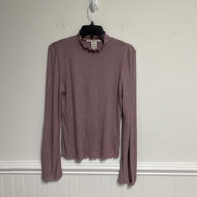 American Rag Cie Ribbed Top Size XL Elderberry Long Sleeve Top 