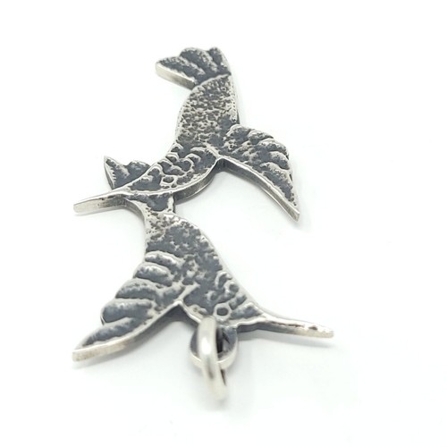 Monty Claw Navajo Sterlingsilber Kolibri Paar Anhänger Tuffsteinguss Handarbeit - Bild 5 von 7