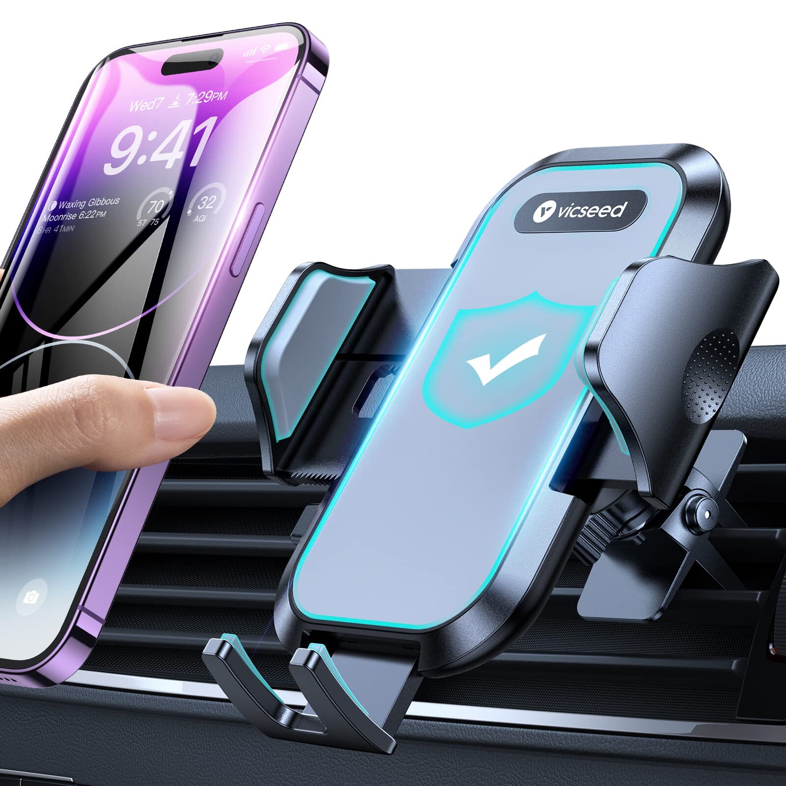 VICSEED Car Phone Holder Mount All-Round Silicone Protection Doesn't Slip&Drop