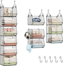 6 Tier Closet Hanging Organizer With Hooks & Bins For Clothes Shoes Accessories