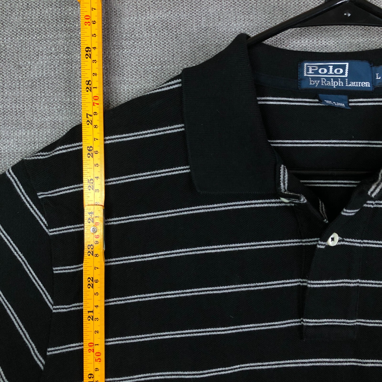 Polo Ralph Lauren camicia uomo L nera a righe piccolo logo pony