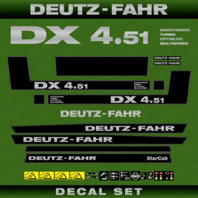 Deutz-Fahr DX 4.51 ATOM StarCab Tractor Decal Aufkleber Adesivo Sticker Set