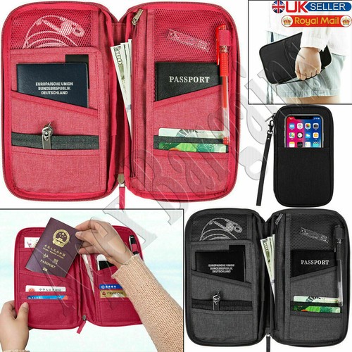 Porta Pasaporte Cartera De Viaje Bolsa Organizador de RFID para documentos  tarjetas ID dinero | eBay