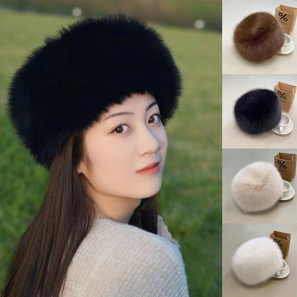 Invierno Moda Cálido Imitación Piel Sombrero Imitación Piel Zorro Boina Gorra Damas Sombrero Gorra Foto 4 de 4