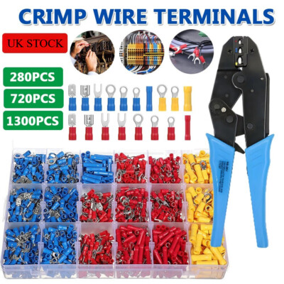 Gl Terminals Set 280-1300PCS Insulated Assorted Electrical Wire Connector Crimp ...