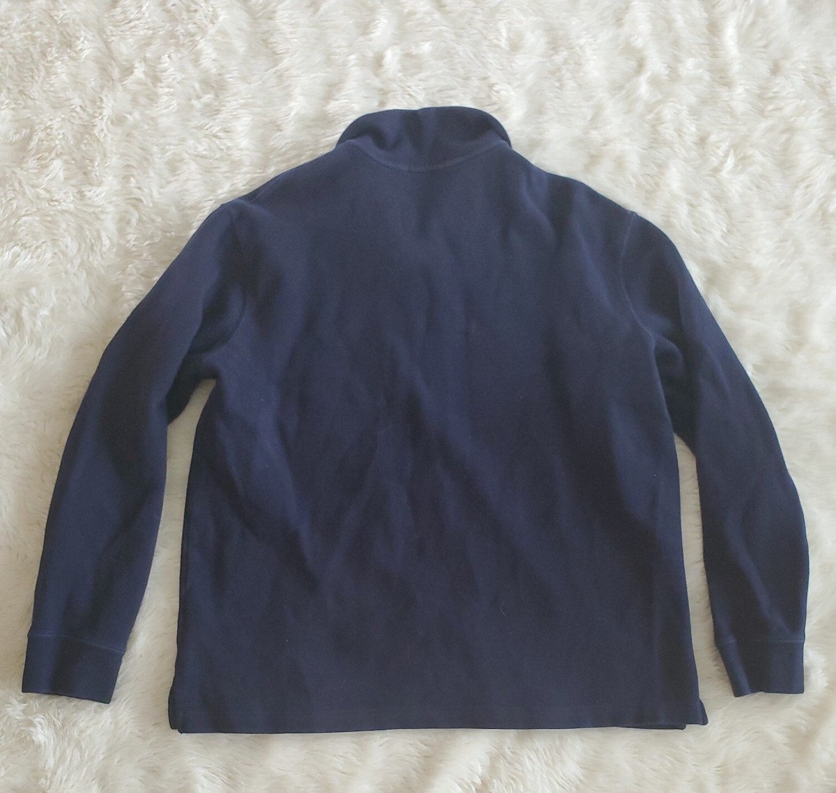 ラルフ Polo Ralph Lauren Men Rib Knit 1/4 Zip Mock Neck Navy Blue Large