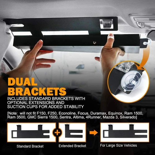2X LED Visor Windshield Strobe Light Bar Emergency Warning Hazard Light 12-24V - Picture 3 of 11