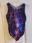 More than Magic Rhinestone Purple Galaxy Girls Gymnastics Leotard Size S 6/6X — photo 1