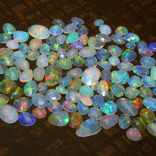 Natural Ethiopian Multi Fire Faceted Opal slices cut loose Gemstone 8mm to 4MM - Picture 10 of 12
