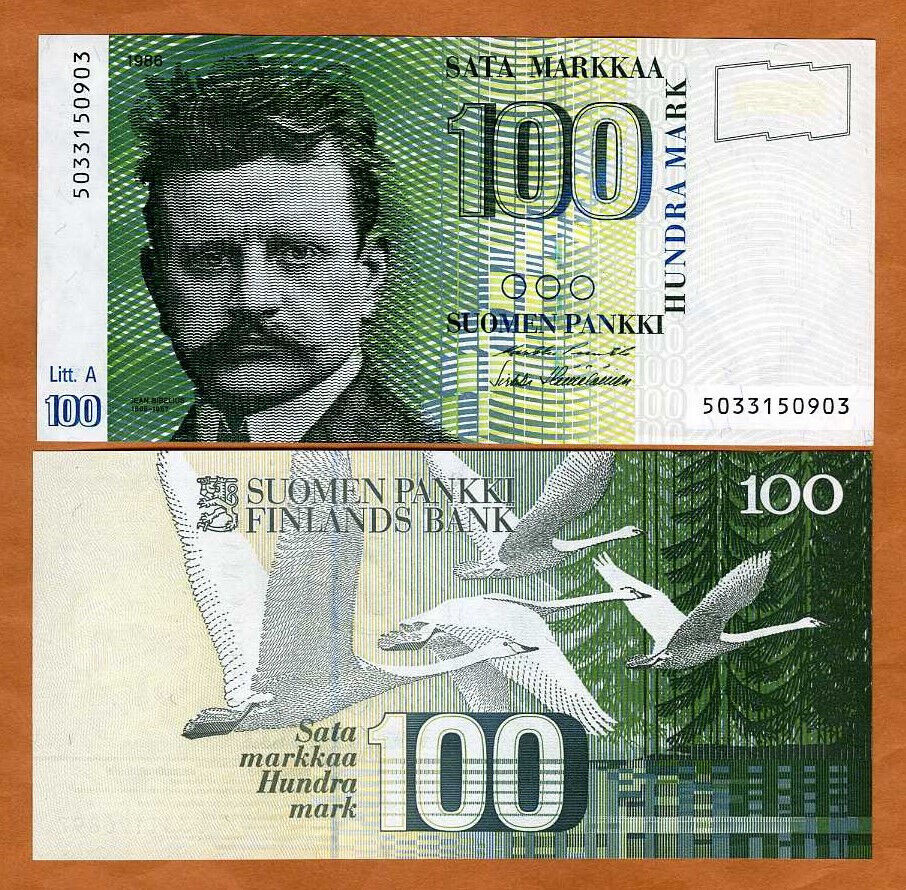 Finland, 100 Markkaa, 1986 (1991) P-119, pre-Euro, UNC | eBay Finland, 100 Markkaa, 1986 (1991) P-119, pre-Euro, UNC | eBay
