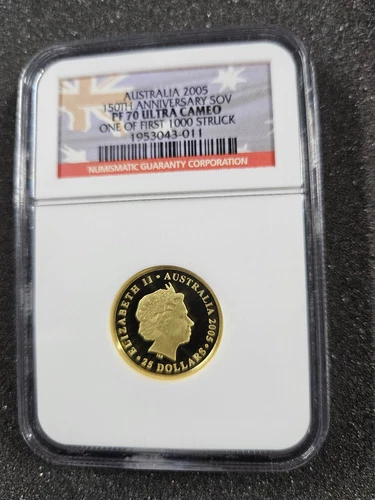 🌟 2005 Australia Gold Sovereign $25 NGC PF70 UC 150th Ann. Coin 1st 1000 Struck