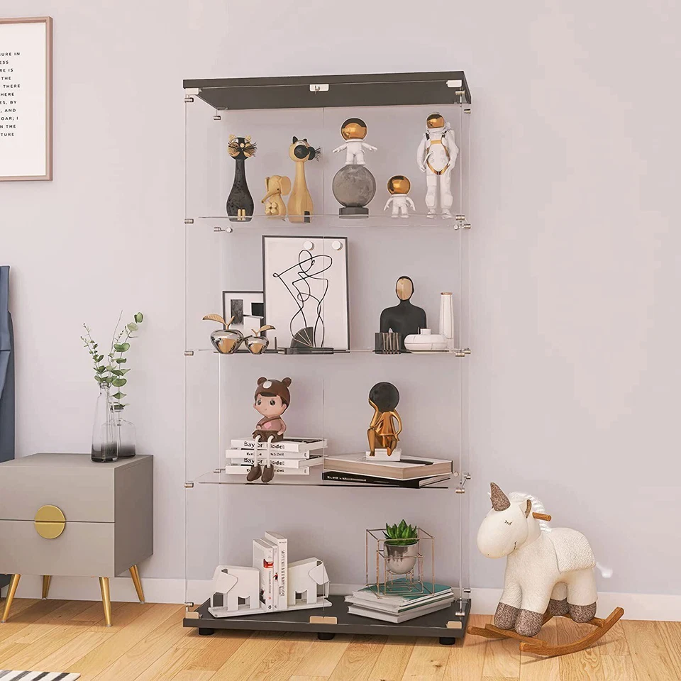 Estantería de curiosidades de pie con vitrina de vidrio para puerta 2-4 estantes de exhibición Foto 4 de 4