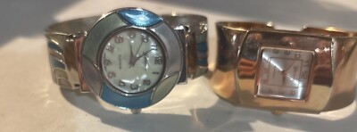 Geneva Women's Watches Lot Of 2 With Pearlized Dial And Hinge Band