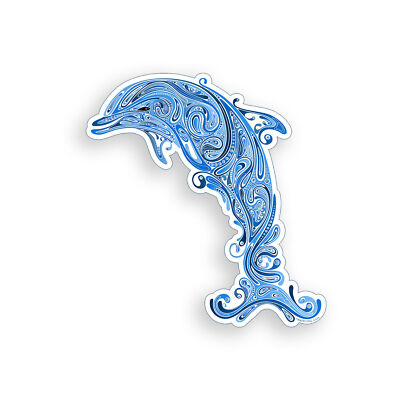 Blue Wave Dolphin Sticker Decal
