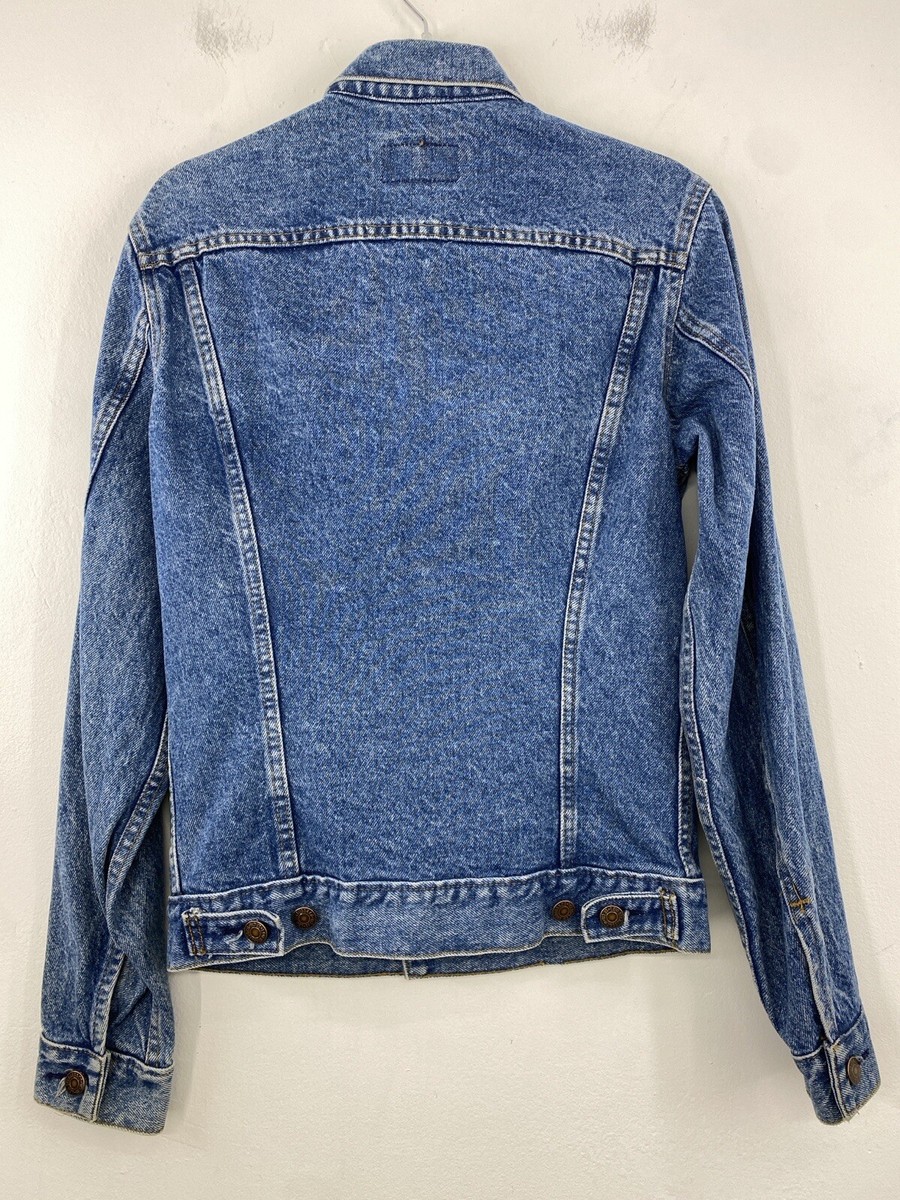 Vtg Levi Trucker Denim Jean Jacket 36L Type 3 Blue Made In USA Red