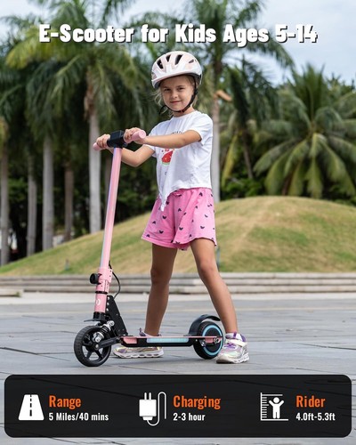 Elektro Scooter Rosa Für Kinder Alter 6-12 Kinderroller Klappbar Elektroroller - Bild 9 von 14
