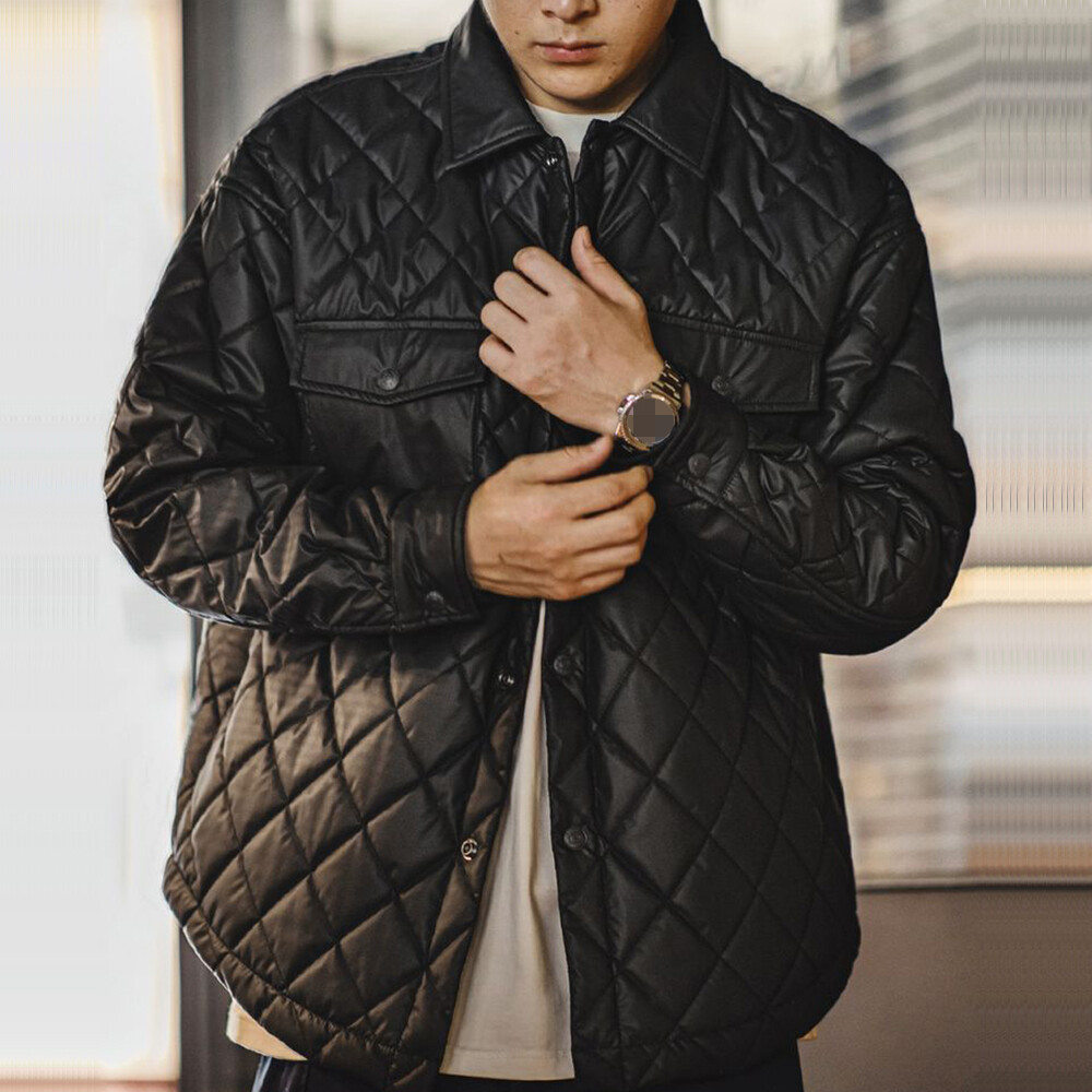 Winter Warm Quilted Jacket Men's Cotton-padded Coat Vintage Casual Coat  Work Top