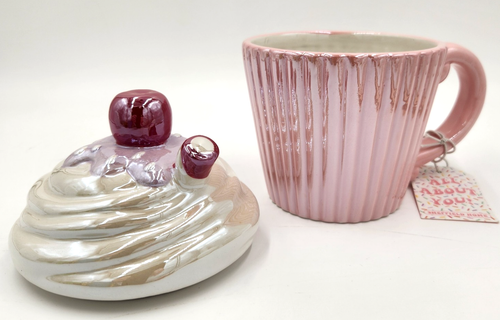 NWT Sheffield Home Iridescent Cupcake W/Cherry on Top (Lid) Coffee Cup Mug M-DAY - Picture 7 of 14