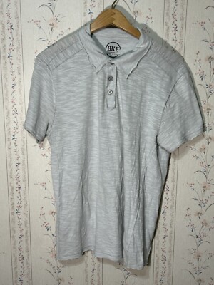 BKE Men s Standard Fit Raw Edge Short Sleeve Lightweight Polo Shirt Gray L