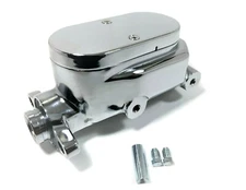 Chrome Master Cylinder 1" Bore 9/16" & 1/2" Ports Dual GM Corvette Chevy Hot Rod