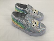 Cat Jack Shoes Toddler Girls Size US 5 Unicorn Rainbow Chunky Glitter Slip On