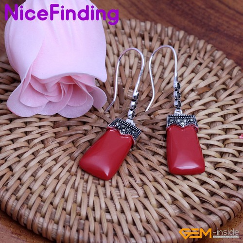 Gemas Piedra Colgante Gancho Pendientes Plata Tibetana Moda Mujeres Joyería Regalos - Imagen 41 de 43