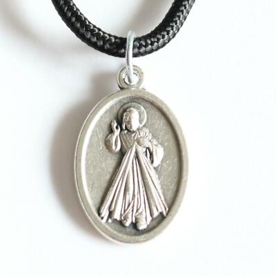 Divine Mercy Pendant Black Paracord Medal Necklace Catholic Mercy ...