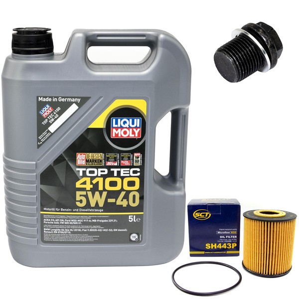 MotoröL Set 5W-40 5 Liter + ÖLfilter SH 443 P + Schraube FüR Volvo S40 S70 V70-image