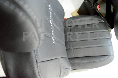 FORD TRANSIT CUSTOM 2013-2021 Van Seat Covers- PVC Leather X121BK-GY - Picture 9 of 12