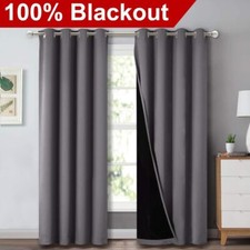 Gray Full Blackout Curtain Panel, Acoustic Blackout Curtain,Lined Curtain Gray 