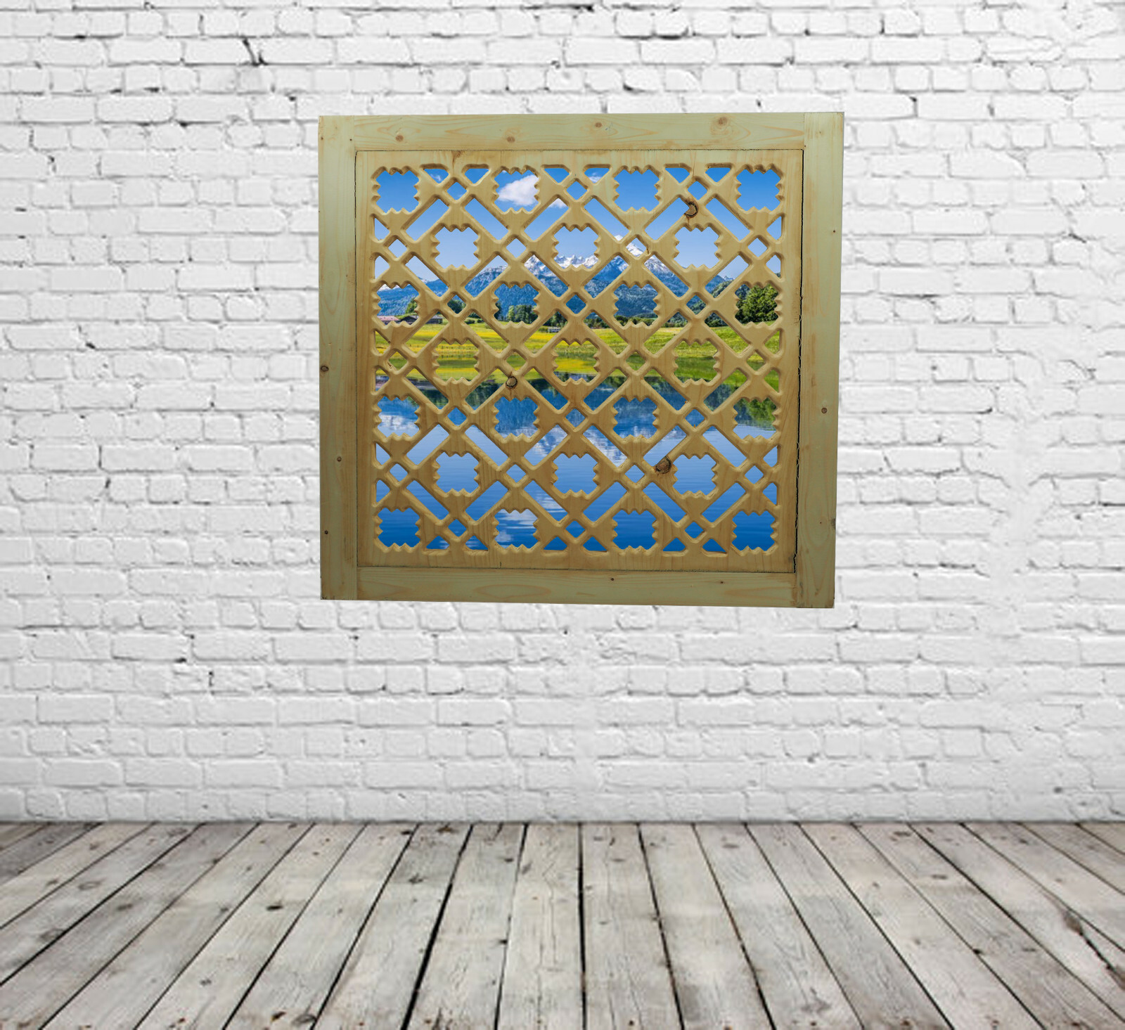 Bild 11 - 80x80 cm Afghan massiv holz Gitter Maschrabiyya Jali Wanddekoration wooden grid