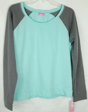 Jenni by Jennifer Moore Womens Aqua Raglan Sleeve Pajama Top