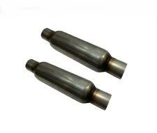 Exhaust Resonator Muffler 2.5" x 20"Universal Glass Pack 4"Round Body Pair of 2