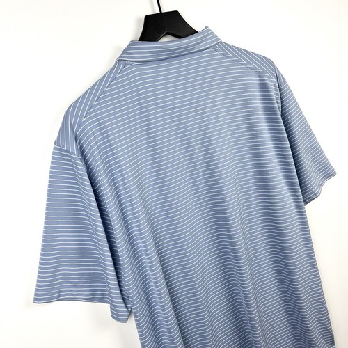 Nike Polo Dri Fit Shirt Mens 2XL Blue Striped Golf Short Sleeve Golfing Active - Picture 14 of 17