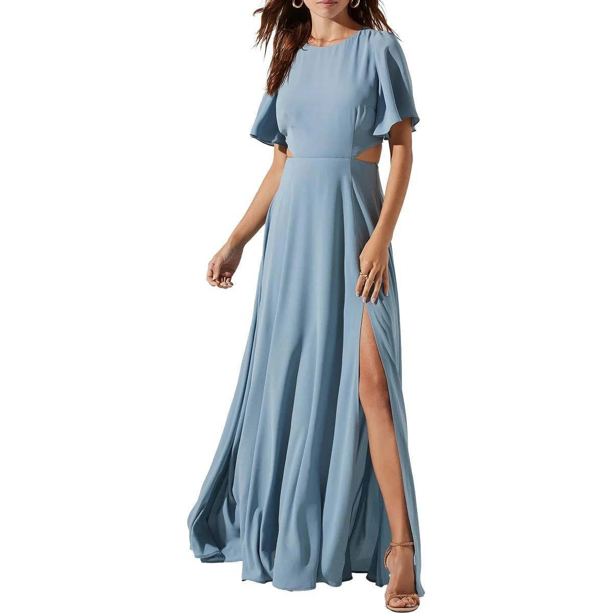 flutter sleeve maxi dress