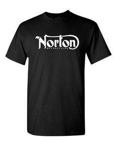 NORTON-MOTORCYCLE-Classic-Logo-Racing-Men-039-s-White-Black-T-Shirt-Size-S-3XL