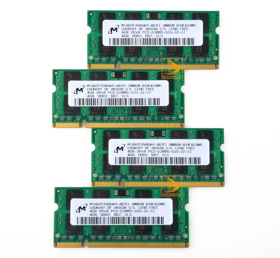 4pcs Micron 4x4GB 2Rx8 PC2-5300S DDR2 667Mhz 200Pin RAM Memory Laptop SO-DIMM - Image 2 of 4