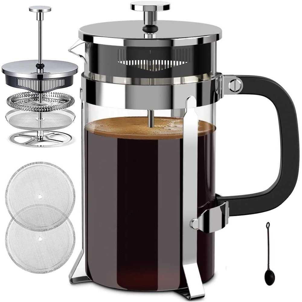Coffee Maker 34oz 304 Stainless Steel French Press With 4 Fi