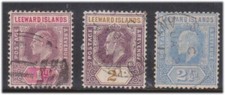 (F36-72) 1902-5 Leeward Islands mix of 3stamps Edward VII 1d, 2d &2 1/2d (BV)