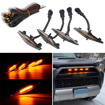 4x Raptor Style Grill LED Amber Lights Kit For 2014-2019 Toyota 4Runner TRD Pro
