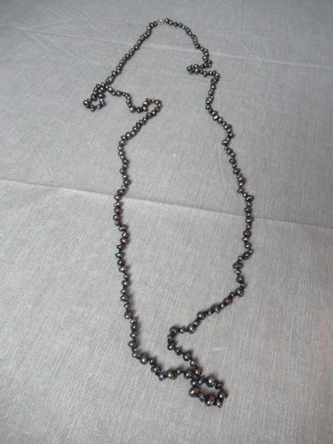 Necklace w/ Sterling Clasp - Iridescent Fresh Water Pearls w/ Fabric Case c5 vh - Picture 2 of 13