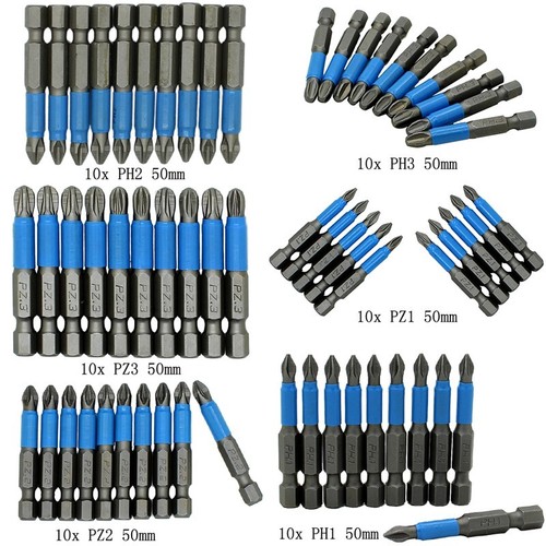 10 Pi??ce 50mm Simple T??te Embout Tournevis Set PZ1 PZ2 PZ3 PH1 PH2 PH3