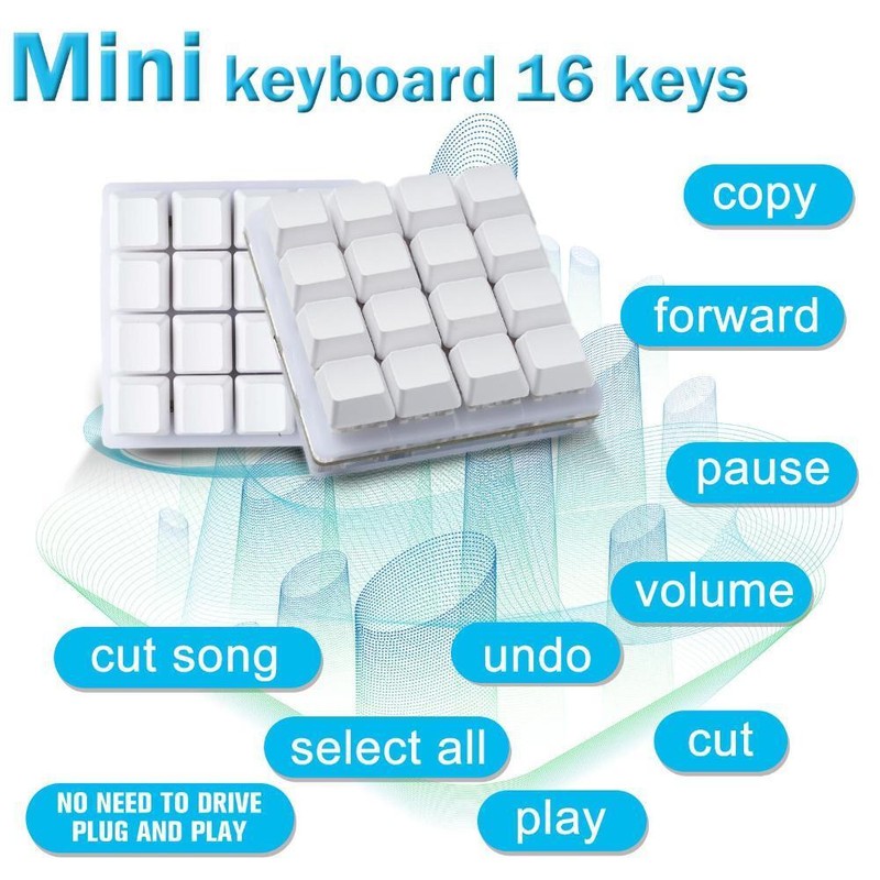 16-key Black Keypad Mechanical Keyboard Custom Shortcut ] Keys N0 A1Z0 D3P IKL