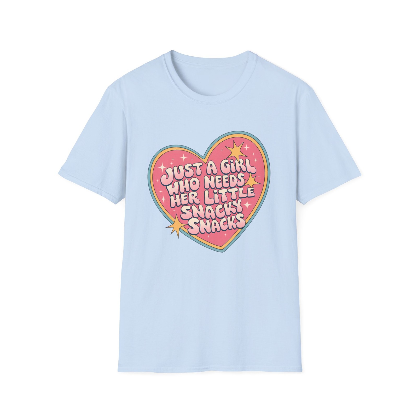 Just a Girl Who Needs Her Little Snacky Snacks T-Shirt | Heart Graphic