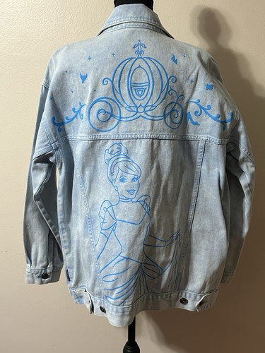Disney Spirit Jersey Embroidered Blue Cotton Button Jacket w/ Pockets Women's M