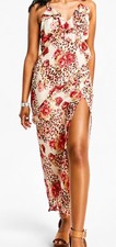 ASOS Ruffle Maxi Slip Dress Size 12 Animal Print Floral