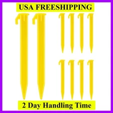 10 Pack Plastic Tent Stakes Heavy Duty Beach Tent Pegs Canopy Stakes for Camp...